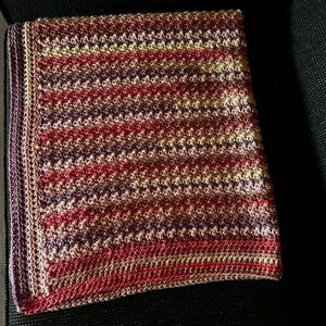 Hand crocheted afghan/blanket. Good for crib/stroller/car or lounging.